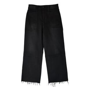 Just Black Denim Jeans Front Patch Pockets Slightly Wide Leg Frayed Hem size 29